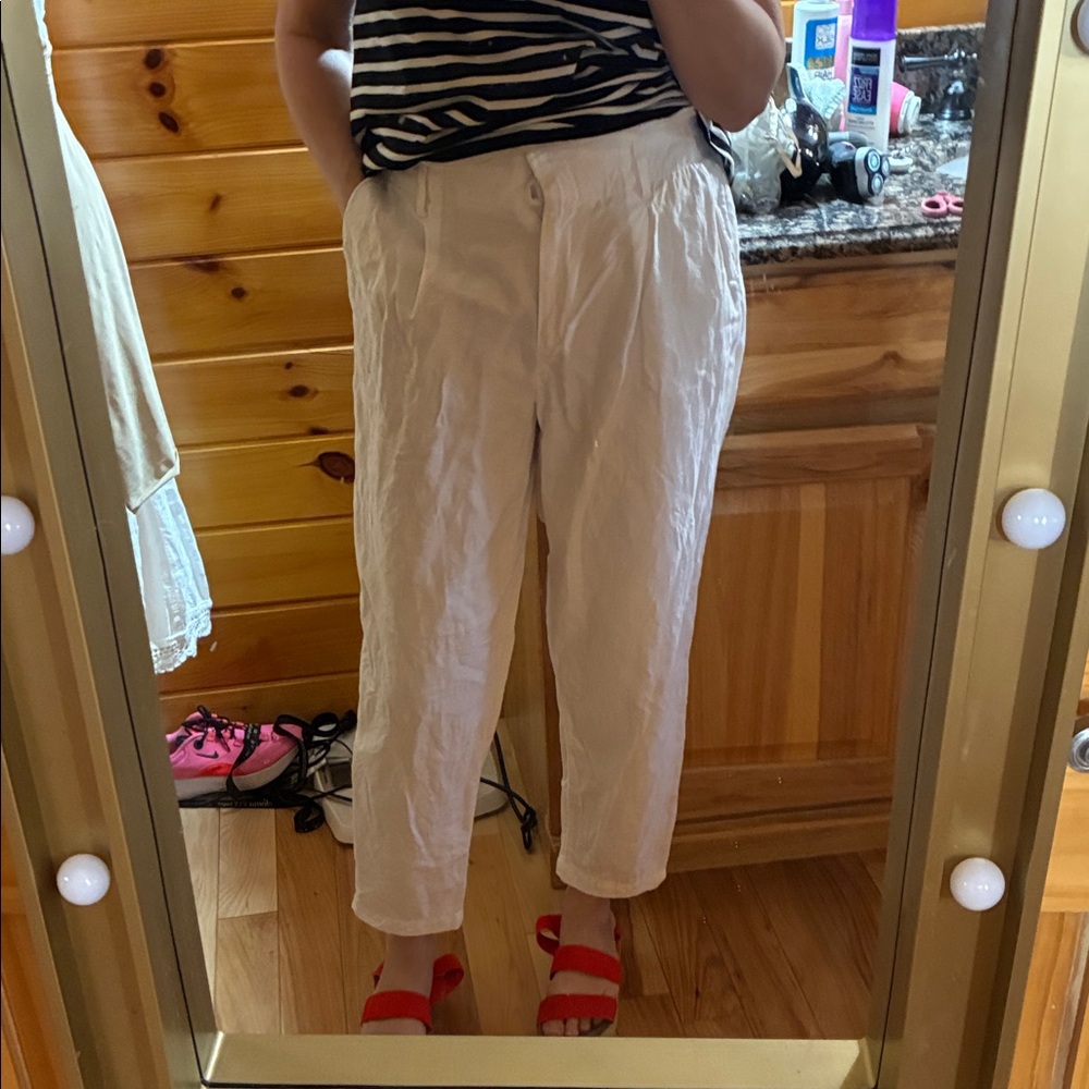 Loft cotton elastic waist baggy pleated summer pants price firm